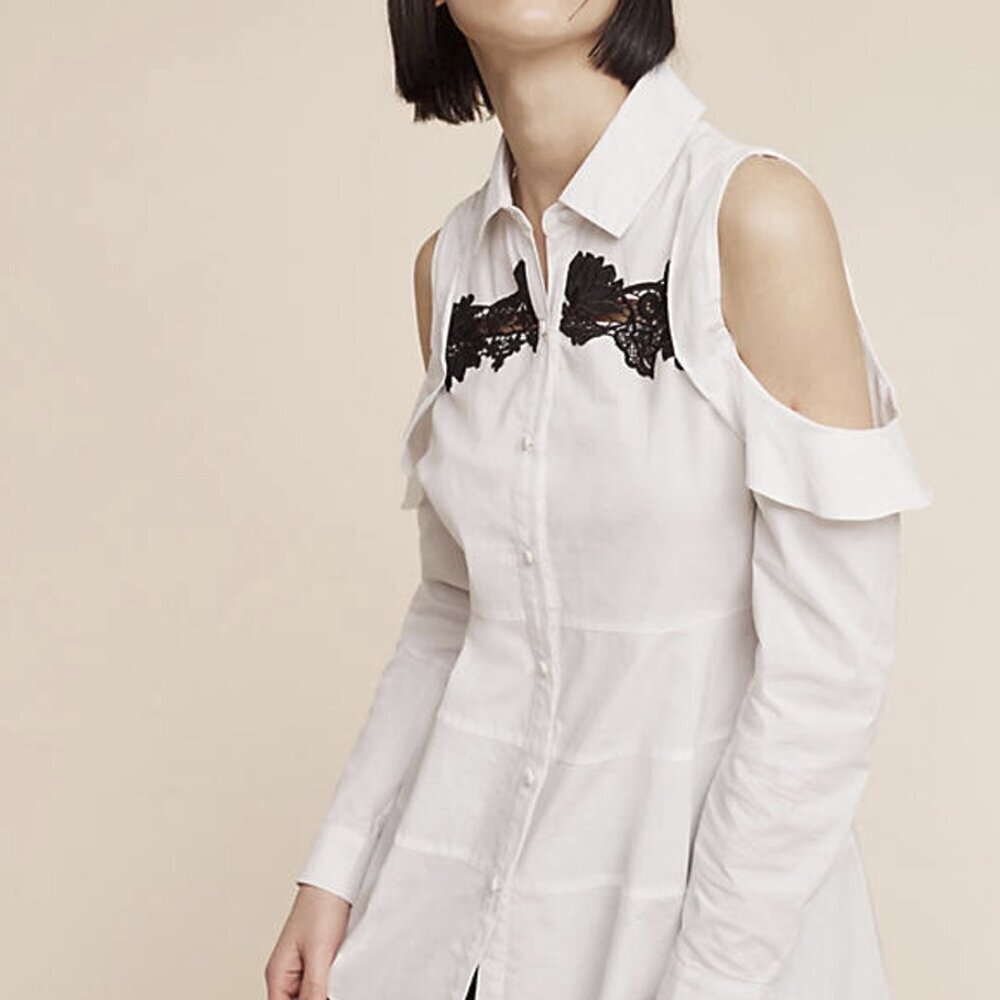 NWT Anthropologie Alixandra Open-Shoulder Poplin Tunic by ISLA MAUDE